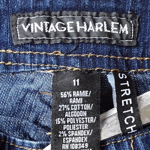 NWOT:  VINTAGE HARLEM Stretch Navy Denim Embellished "Short Pants" - Picture 8 of 8